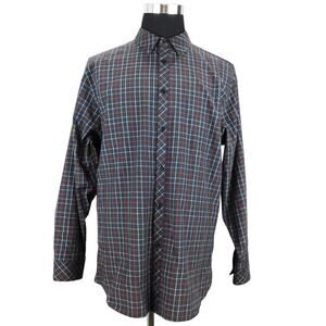 Galaxy By Harvic Red White Check Cotton Blend Long Sleeve Button-Up Men XL Shirt